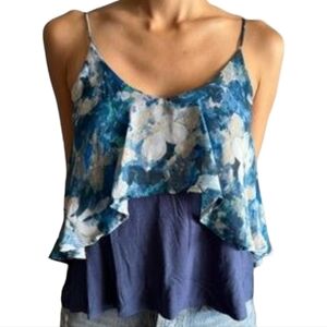 Urban Outfitters Sparkle & Fade Blue Double Layered Cami Top - Size Medium
